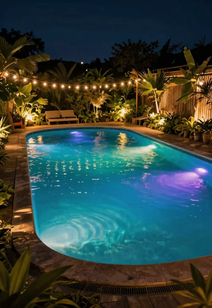 15 Tropical Lagoon Pool Designs for Paradise Seekers - 8. Tropical Lighting Magic 1