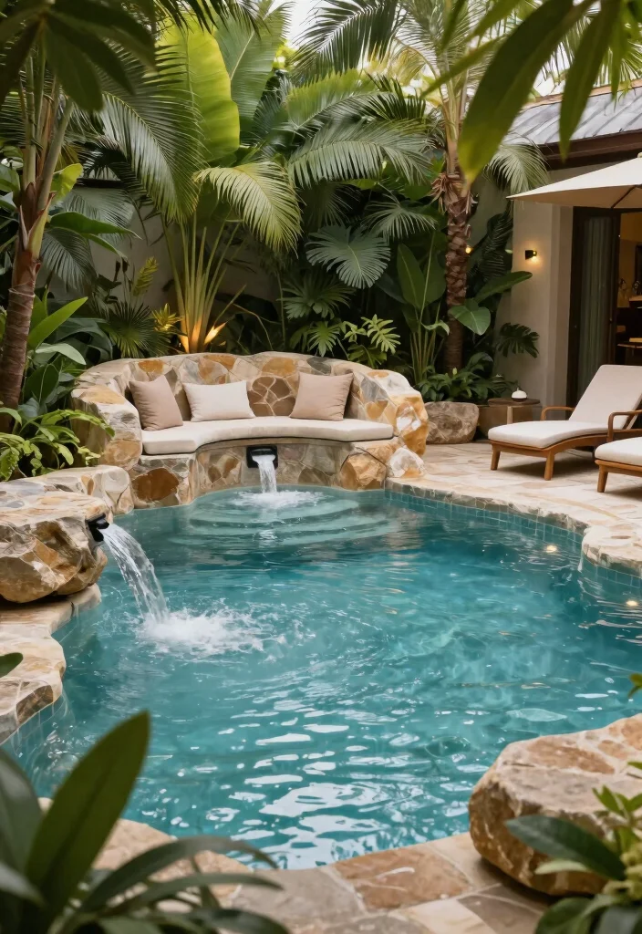 15 Tropical Lagoon Pool Designs for Paradise Seekers - 9. Relaxing Spa Features 1