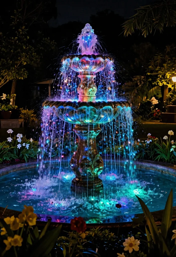 15 Water Features That Become Focal Points for Nature Lovers - 15. Glow-in-the-Dark Fountain 1