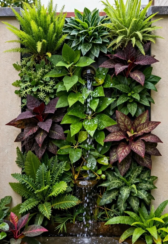 15 Water Features That Become Focal Points for Nature Lovers - 2. Vertical Garden Wall with Water Feature 1