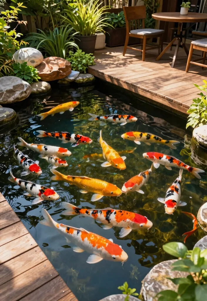15 Water Features That Become Focal Points for Nature Lovers - 6. Koi Pond with Decking 1