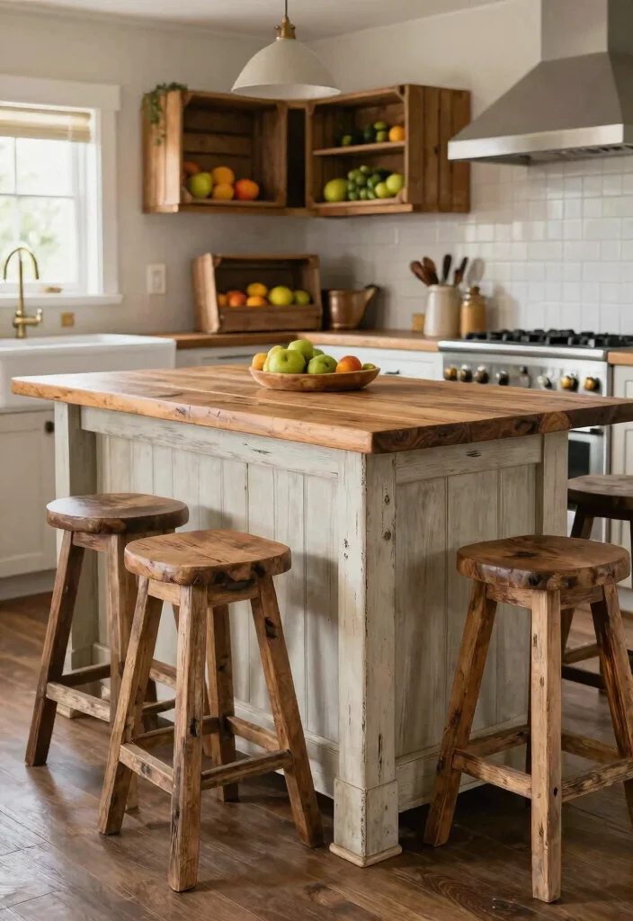 16 Cozy Farmhouse Elements for Home Cooks - 2. Rustic Kitchen Island 1