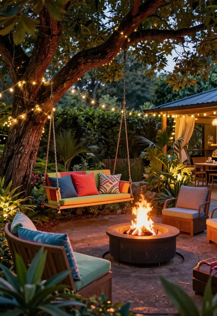 16 Outdoor Seating Ideas for Entertaining Around Your Fire Pit - 13. Swing Seats 1