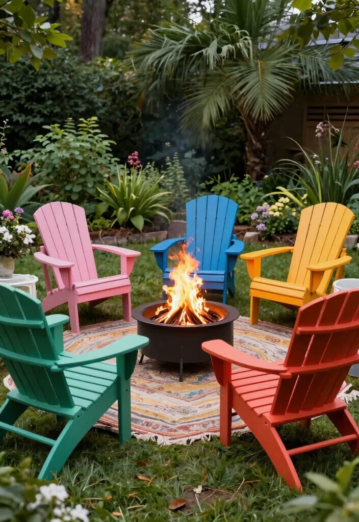 16 Outdoor Seating Ideas for Entertaining Around Your Fire Pit - 7. Adirondack Chairs 1