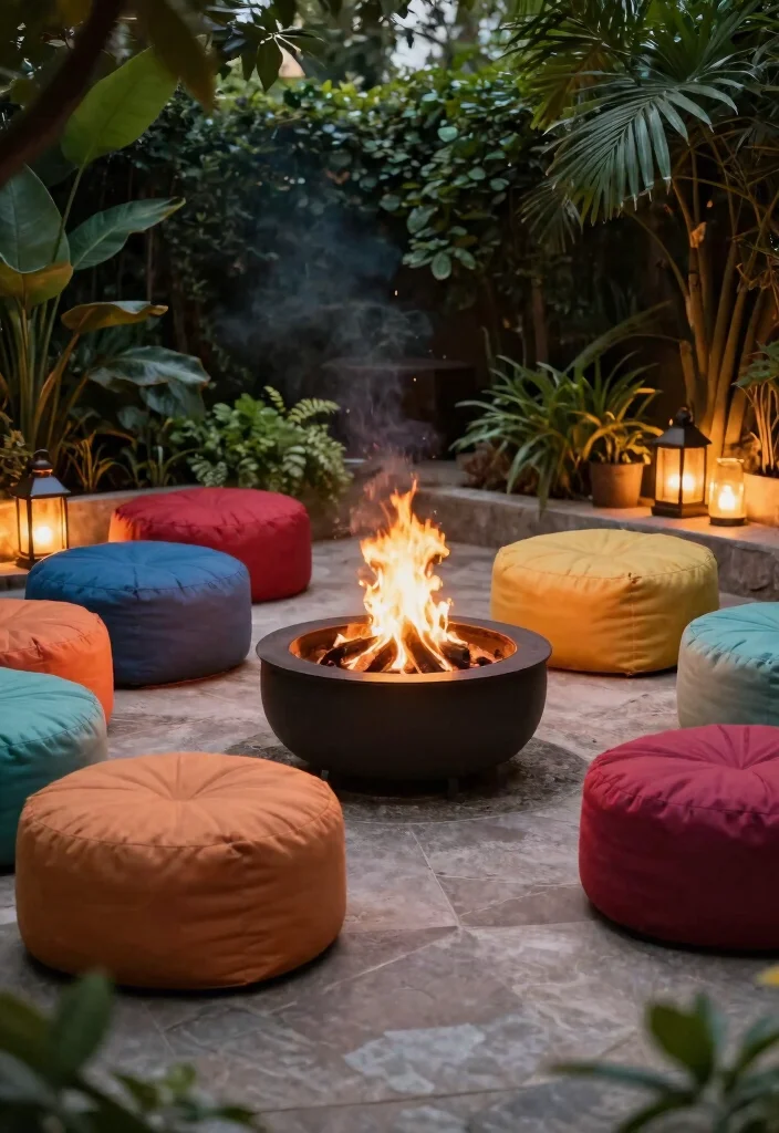 16 Outdoor Seating Ideas for Entertaining Around Your Fire Pit - 8. Poufs and Ottomans 1