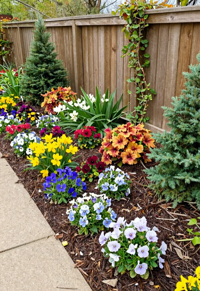 16 Raised Beds for Homeowners Wanting Fence-Line Privacy - 15. Seasonal Flower Beds for Year-Round Interest 1