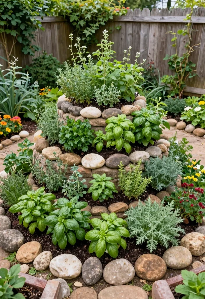 16 Raised Beds for Homeowners Wanting Fence-Line Privacy - 3. Herb Spiral Gardens for Functionality and Aesthetics 1