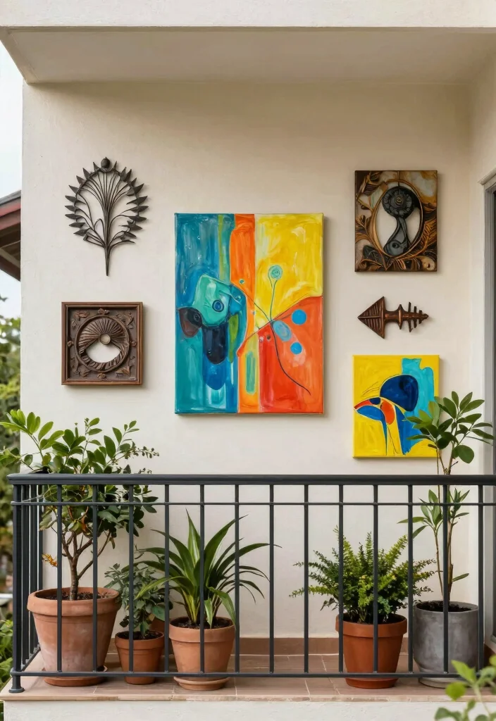16 Small Balcony Wall Upgrades for Apartment Dwellers - 10. Outdoor Wall Art 1