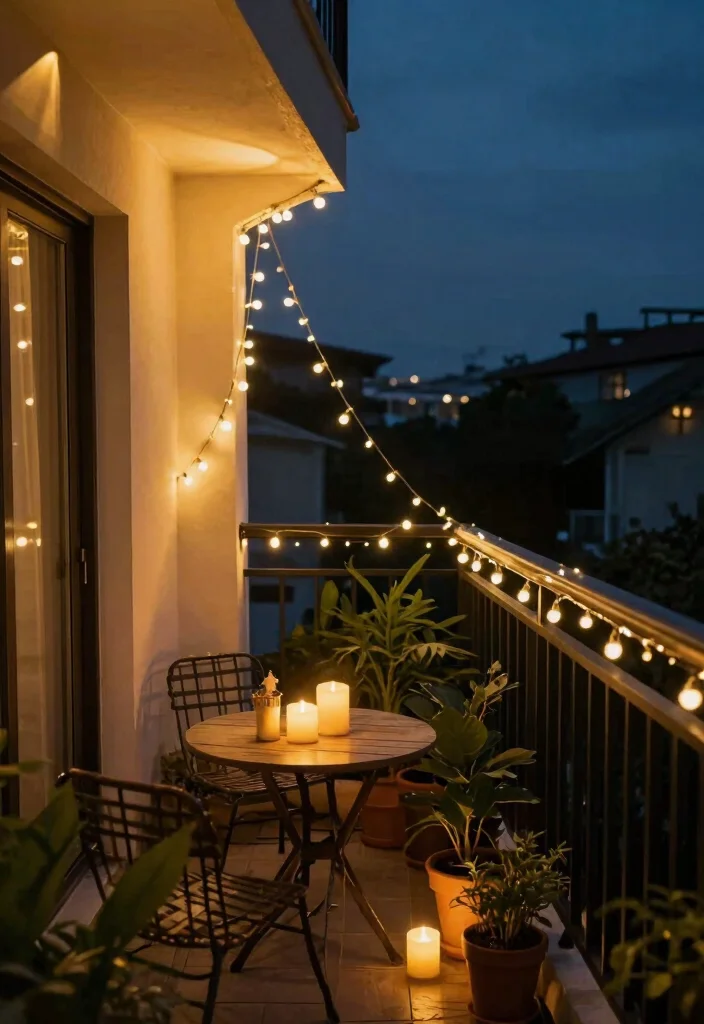 16 Small Balcony Wall Upgrades for Apartment Dwellers - 4. Hanging Lights for Ambiance 1