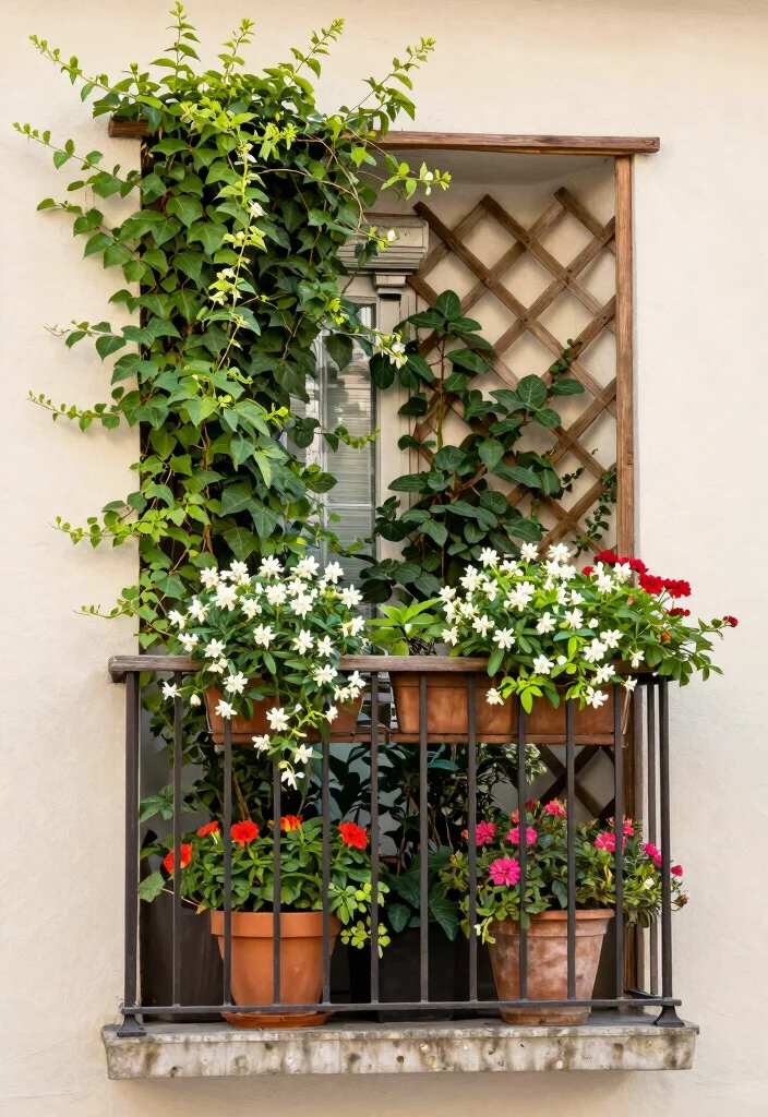 16 Small Balcony Wall Upgrades for Apartment Dwellers - 5. Vertical Garden Trellis 1