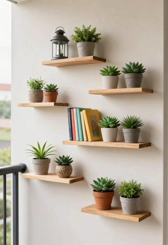 16 Small Balcony Wall Upgrades for Apartment Dwellers - 6. Wall-Mounted Shelves 1
