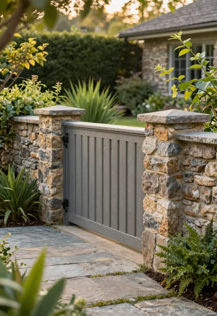 17 Fence Colors That Match Premium Home Exteriors for Upscale Owners - 16. Earthy Stone Grey 1