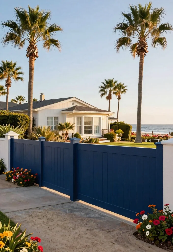 17 Fence Colors That Match Premium Home Exteriors for Upscale Owners - 3. Deep Navy Blue 1