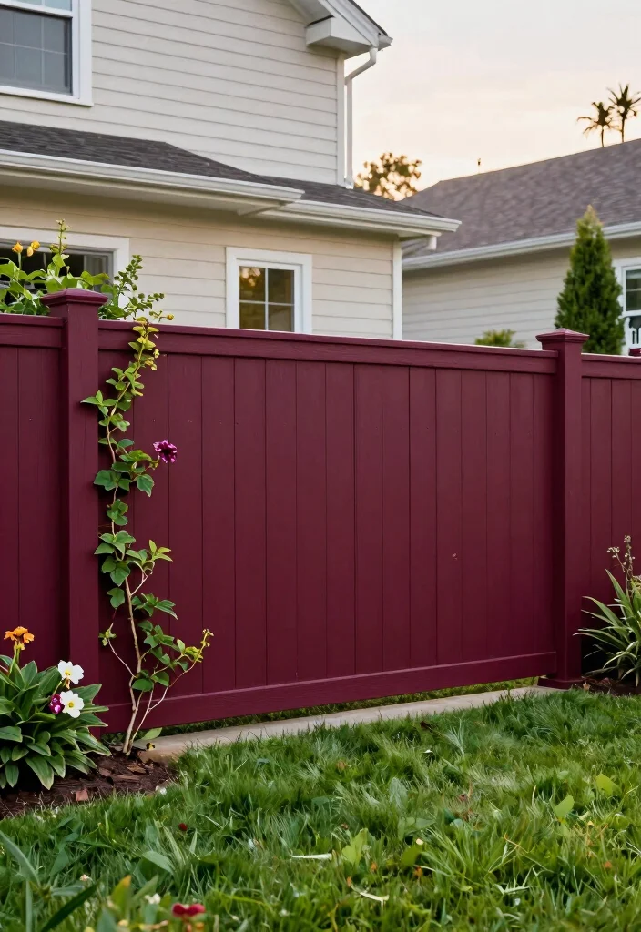17 Fence Colors That Match Premium Home Exteriors for Upscale Owners - 5. Bold Burgundy 1