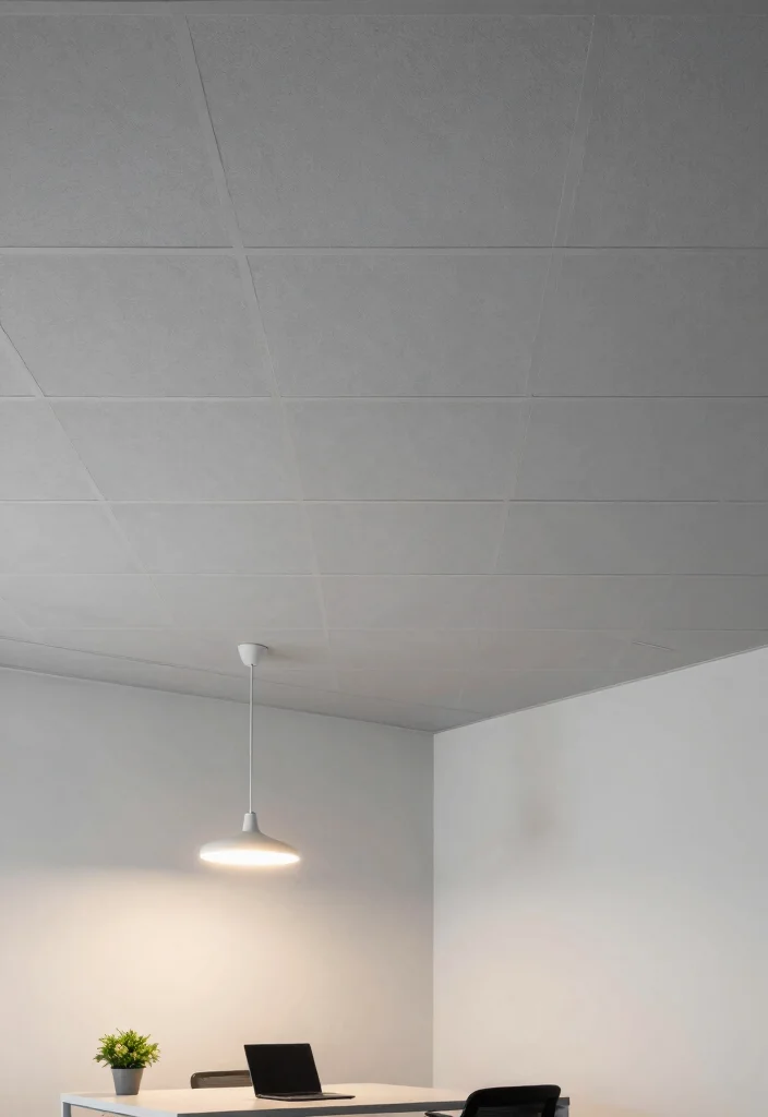 17 Sound-Proof False Ceilings for Home Office Warriors - 1. Minimalist Acoustic Ceiling Tiles 1