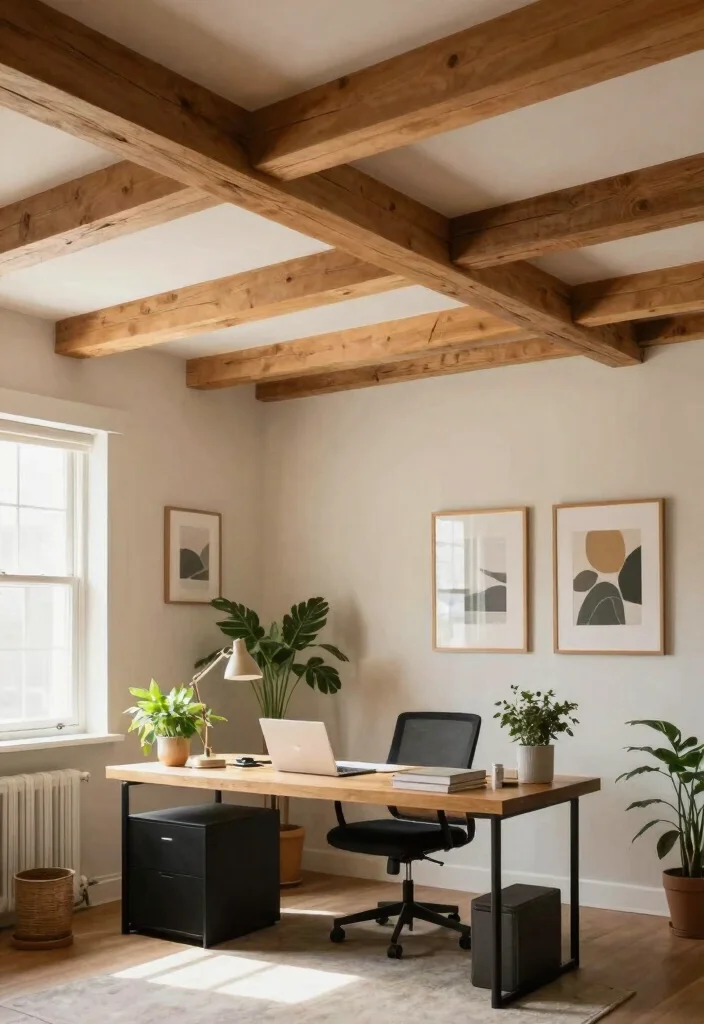 17 Sound-Proof False Ceilings for Home Office Warriors - 3. Faux Wood Beams 1