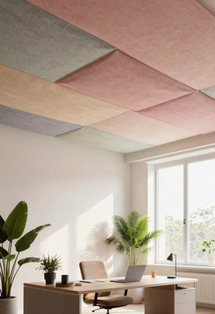 17 Sound-Proof False Ceilings for Home Office Warriors - 4. Textured Fabric Panels 1