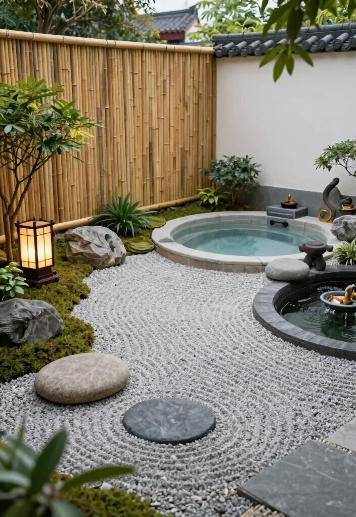 17 Spa-Like Hot Tub Placements for Backyard Relaxation - 1. Nestled in a Zen Garden 1