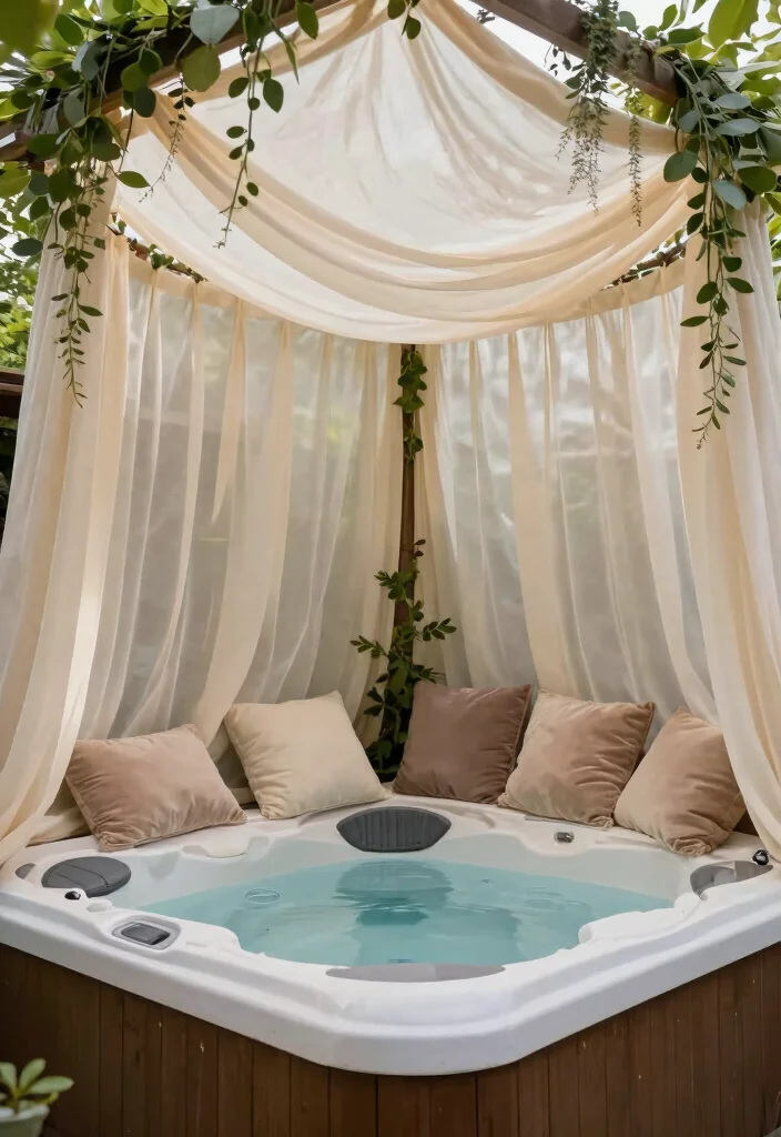 17 Spa-Like Hot Tub Placements for Backyard Relaxation - 17. Dreamy Canopy Retreat 1