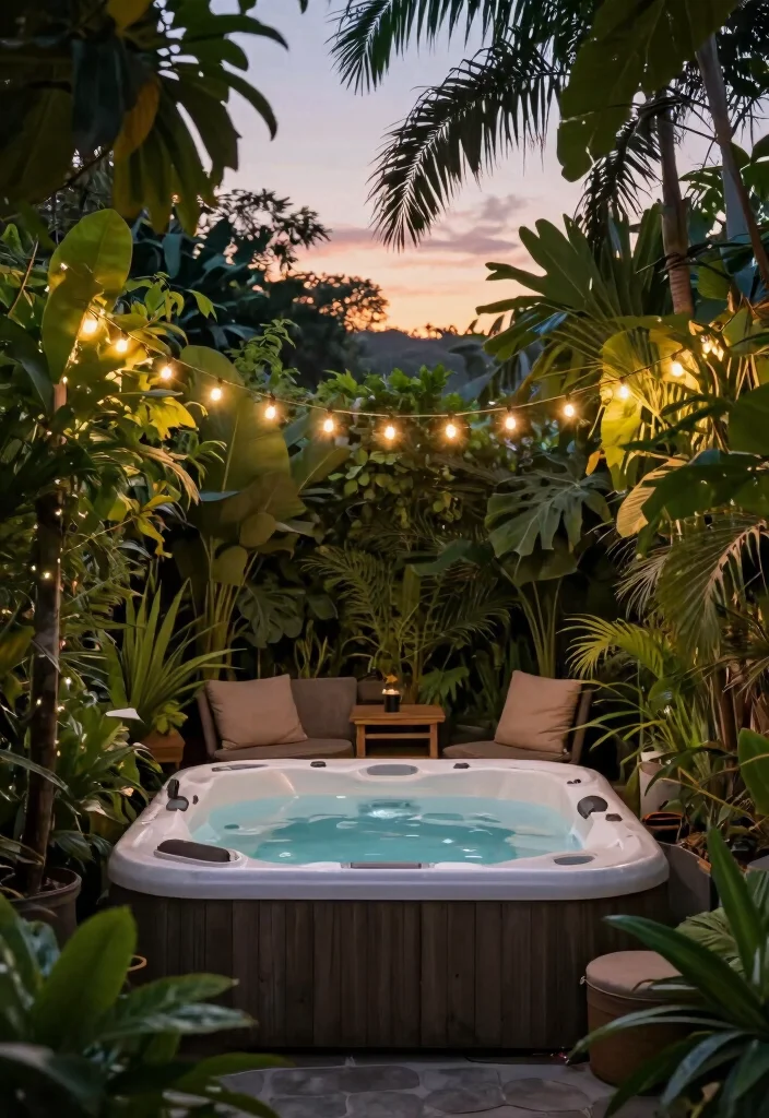 17 Spa-Like Hot Tub Placements for Backyard Relaxation - 3. Cozy Nook with Surrounding Foliage 1