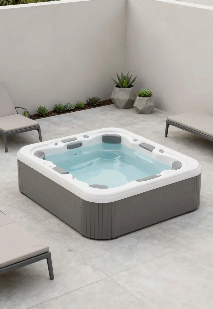 17 Spa-Like Hot Tub Placements for Backyard Relaxation - 4. Modern Minimalist Setup 1