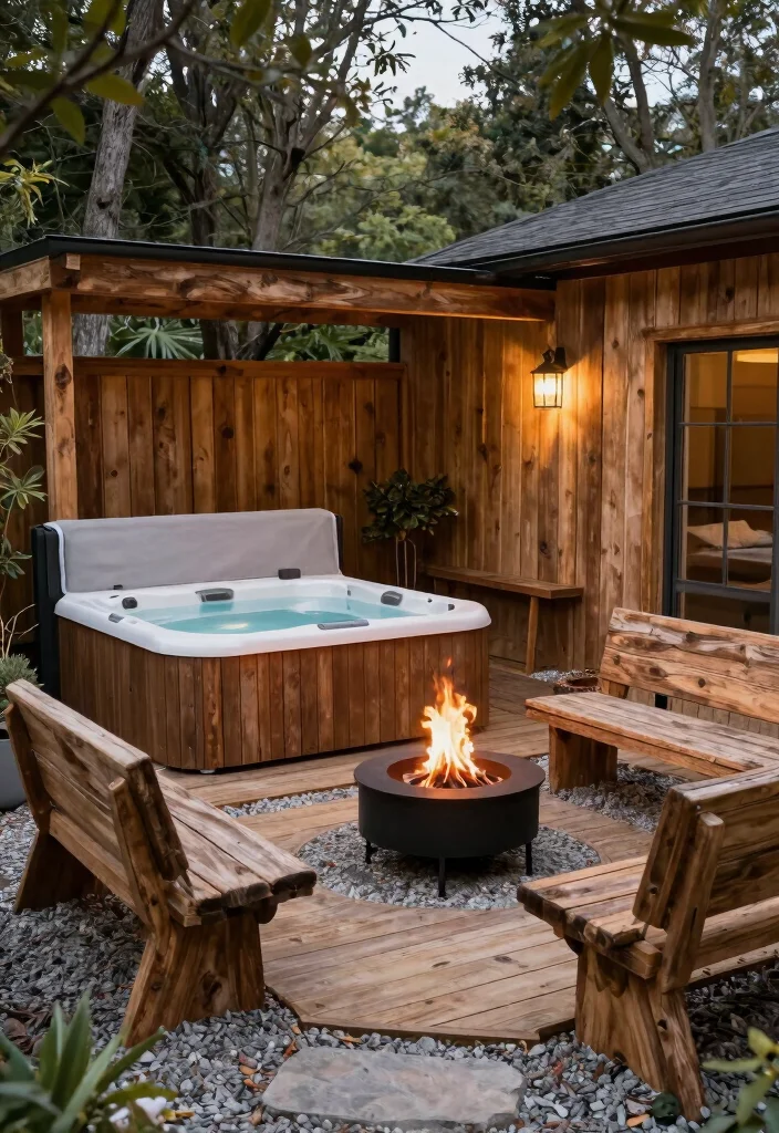 17 Spa-Like Hot Tub Placements for Backyard Relaxation - 5. Rustic Charm with Wood Elements 1