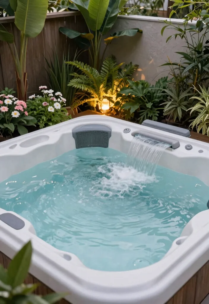 17 Spa-Like Hot Tub Placements for Backyard Relaxation - 7. Integrated Water Features 1