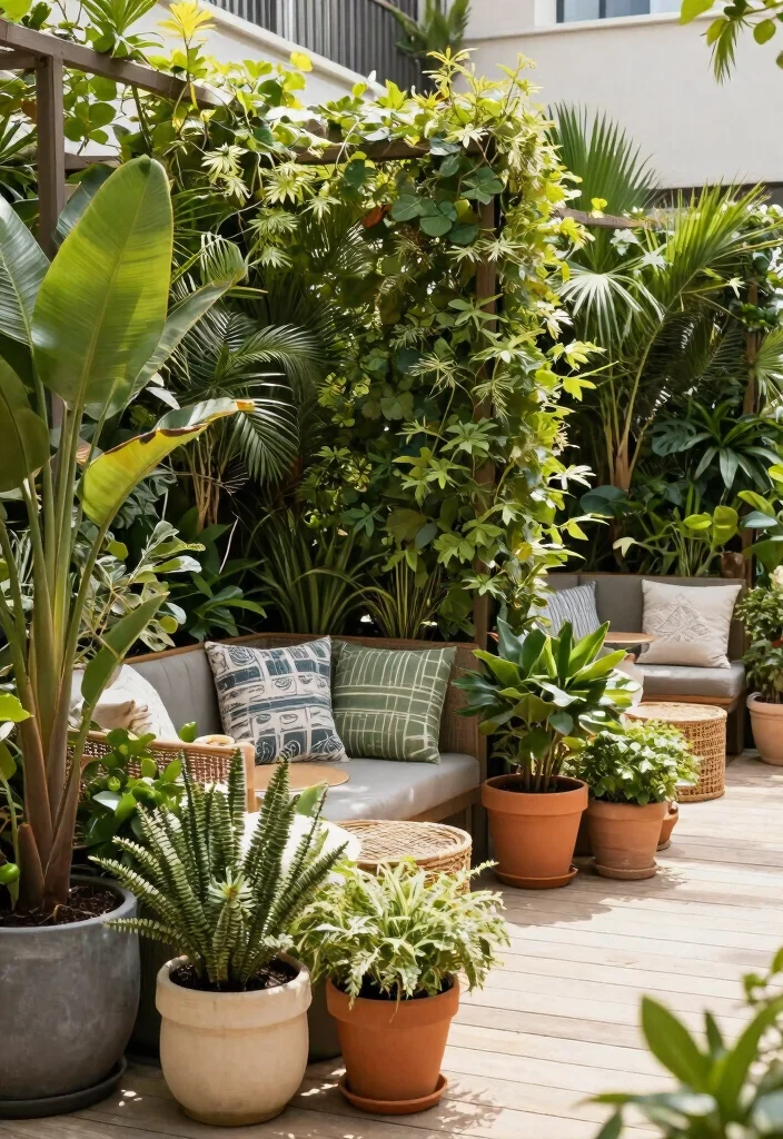18 Deck Ideas to Transform Your Bare Outdoor Space - 14. Natural Plant Dividers 1