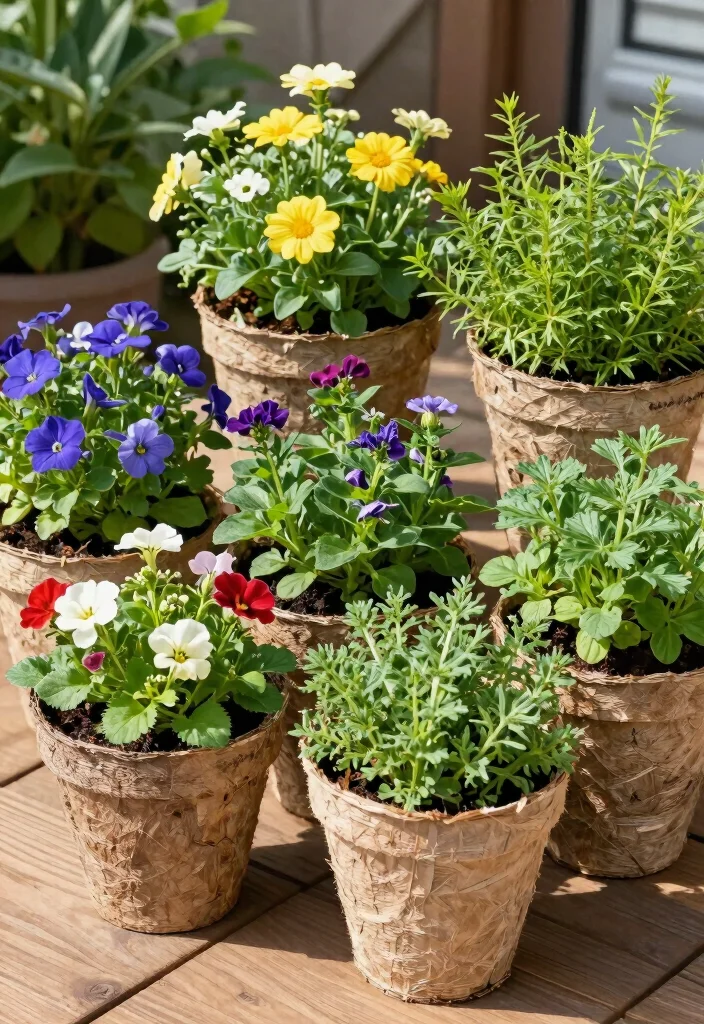 18 Deck Ideas to Transform Your Bare Outdoor Space - 4. Biodegradable Planters 1