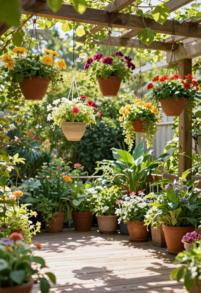 18 Deck Ideas to Transform Your Bare Outdoor Space - 9. Hanging Planters 1