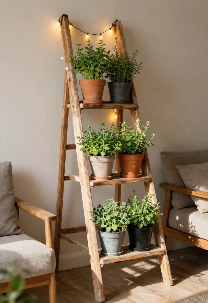 18 Herb Gardens for Tiny Apartment Balconies - 11. Herb Ladder Garden 1