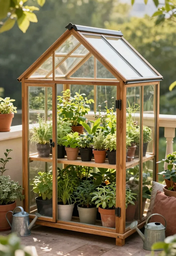 18 Herb Gardens for Tiny Apartment Balconies - 12. Mini Greenhouse 1