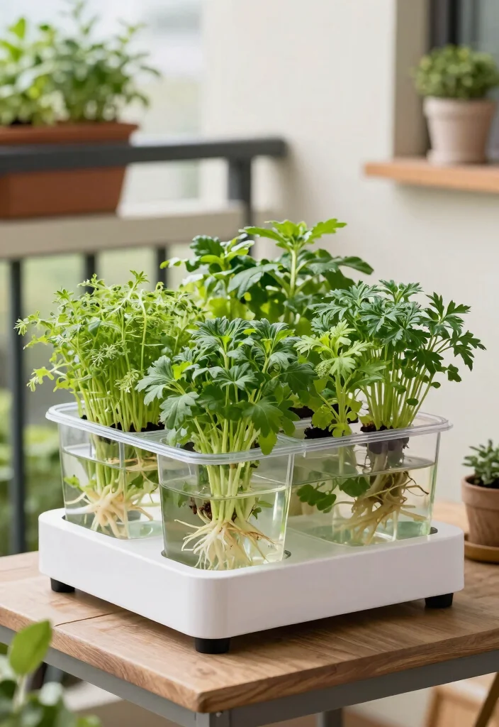 18 Herb Gardens for Tiny Apartment Balconies - 14. Hydroponic Herb System 1