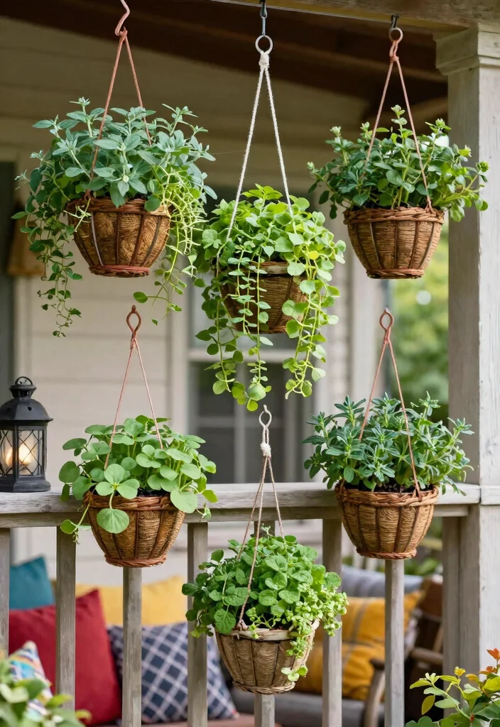 18 Herb Gardens for Tiny Apartment Balconies - 3. Hanging Herb Baskets 1