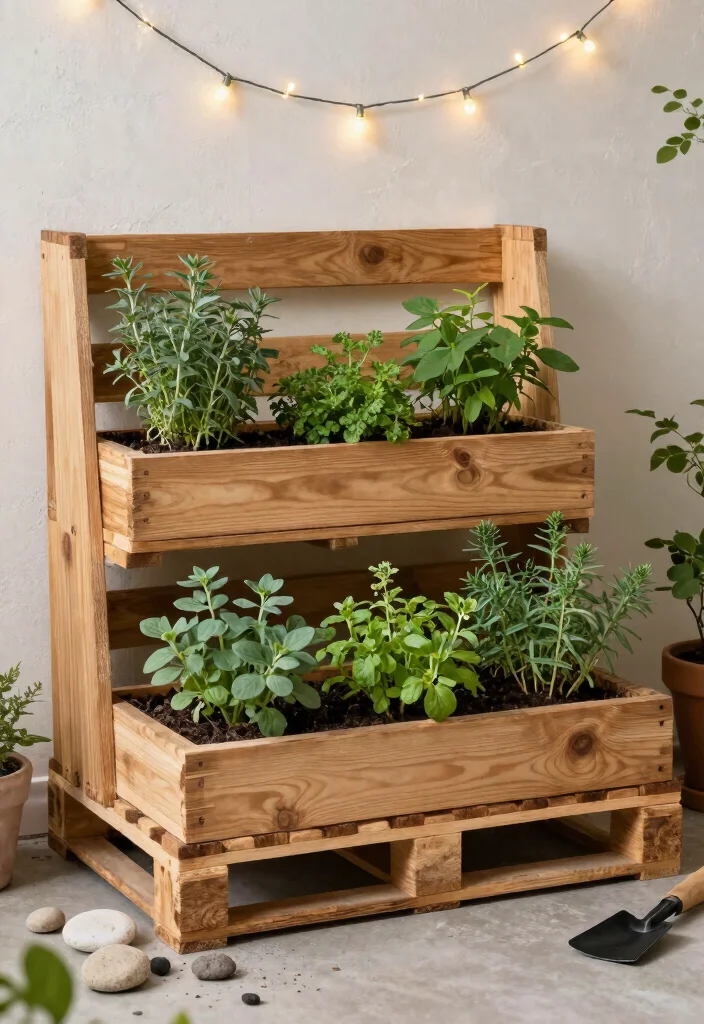 18 Herb Gardens for Tiny Apartment Balconies - 7. Wooden Pallet Herb Garden 1