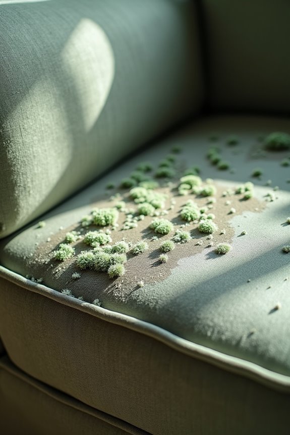 hidden mold beneath upholstery cushions