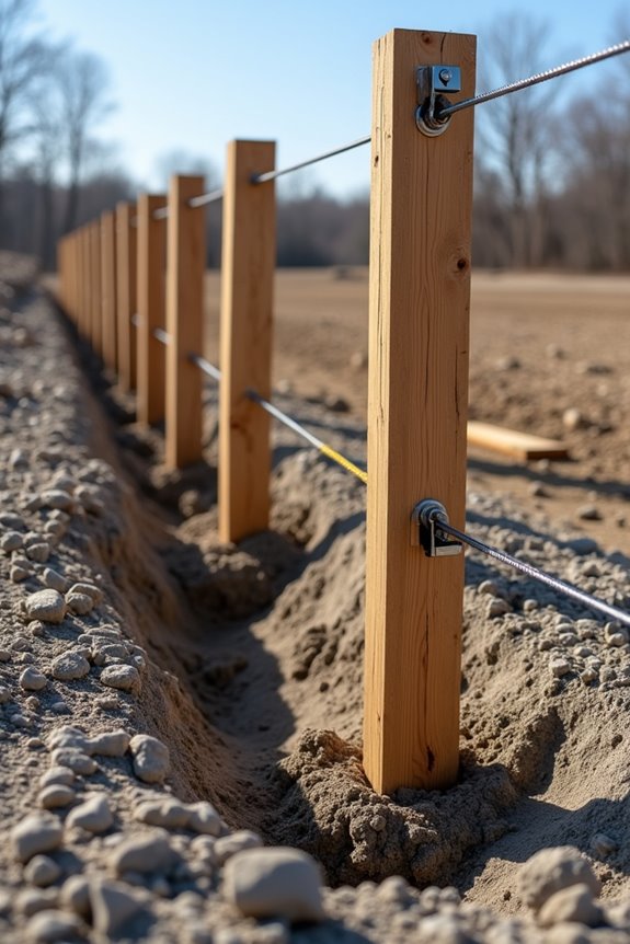 post holes filled posts level cures